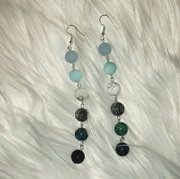 EARTH Solar System Inspired Dangle Drop Earrings - Picture 2 of 2